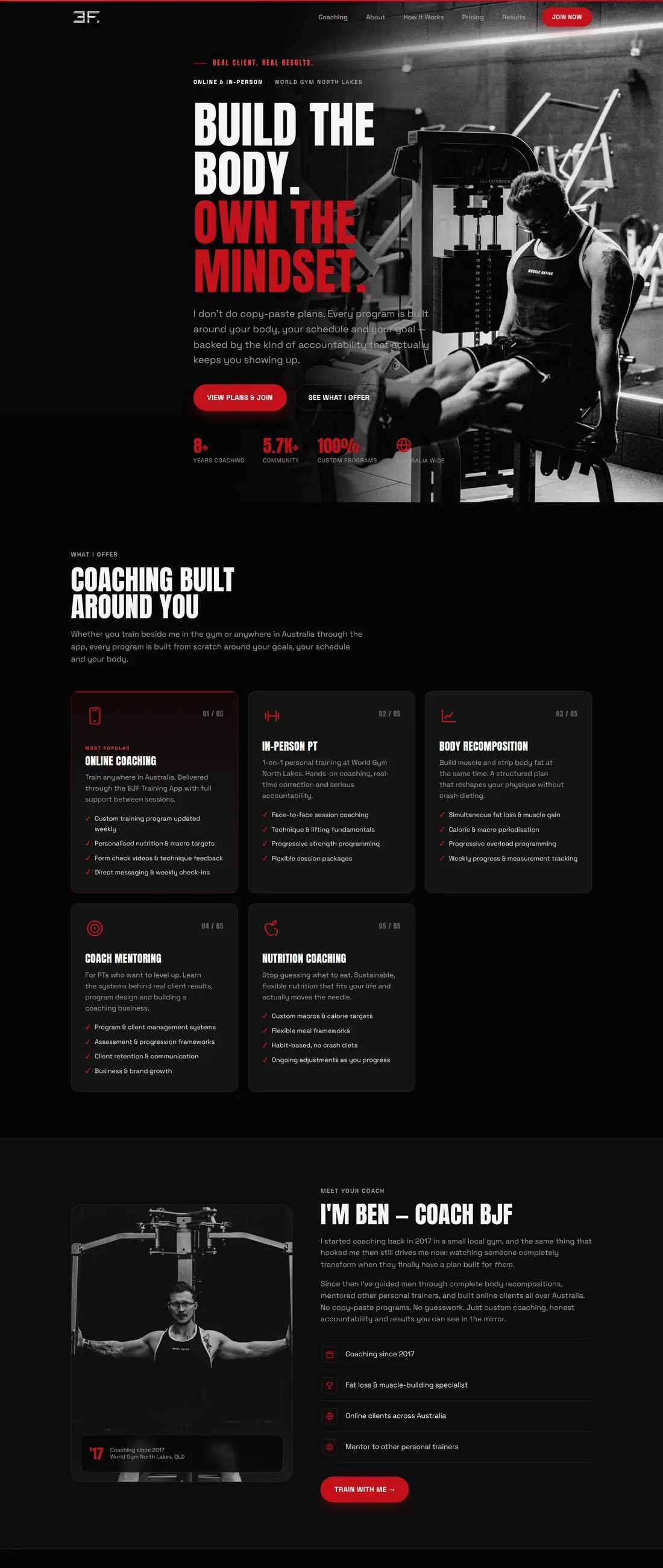 Ben Jones Fitness website, full page