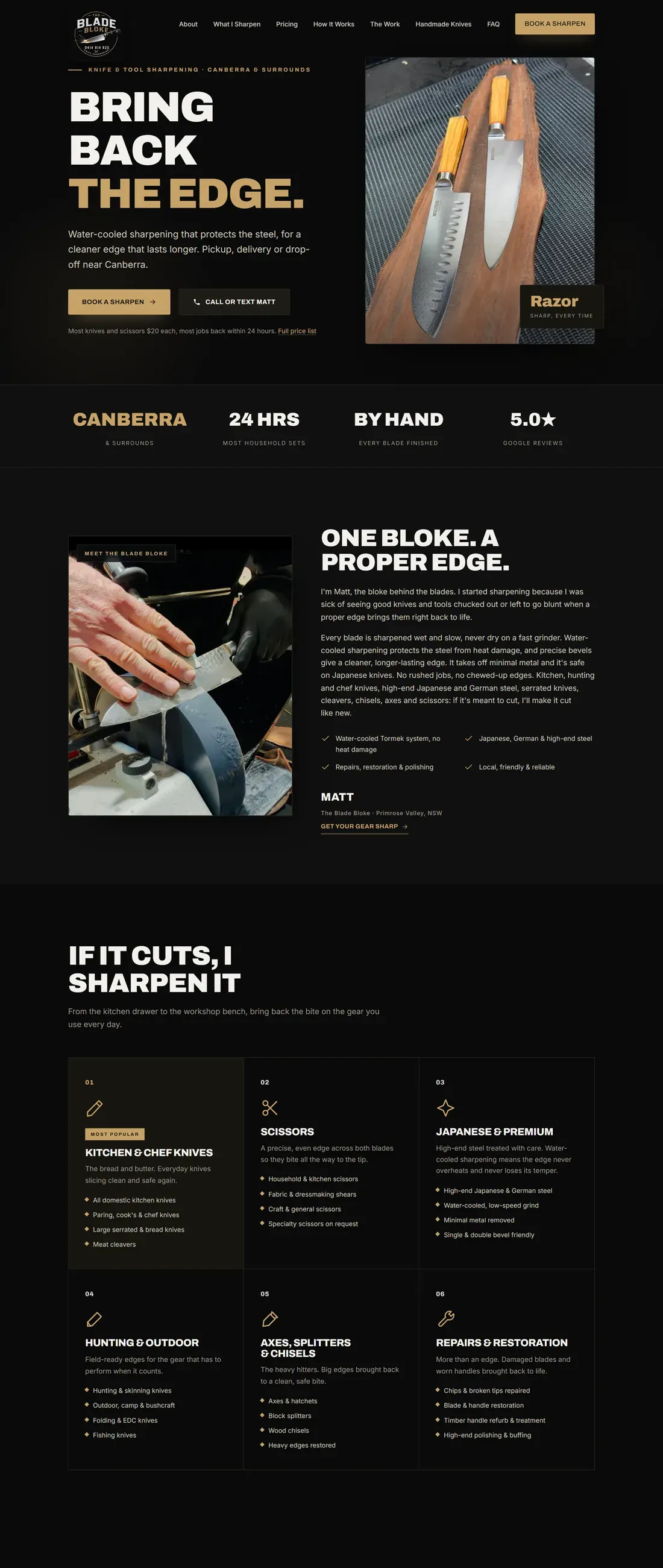 The Blade Bloke website, full page