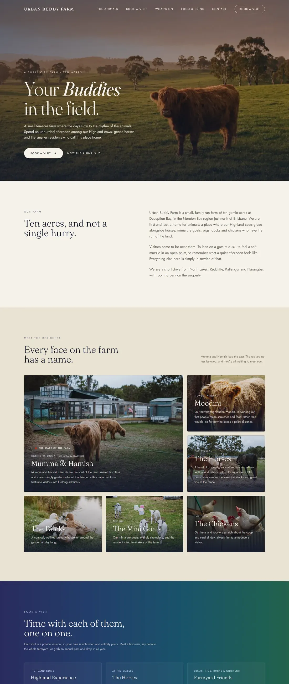 Urban Buddy Farm website, full page
